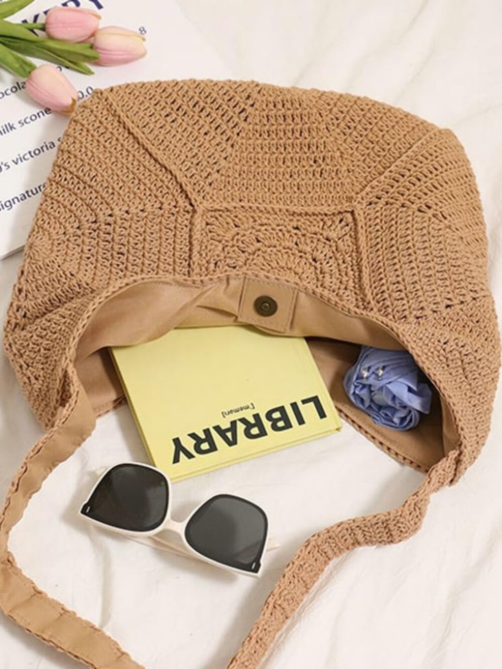 Women Large Straw Beach Bag Casual Bucket Tote Summer Woven Handbag Shoulder Bag - Picture 2 of 7